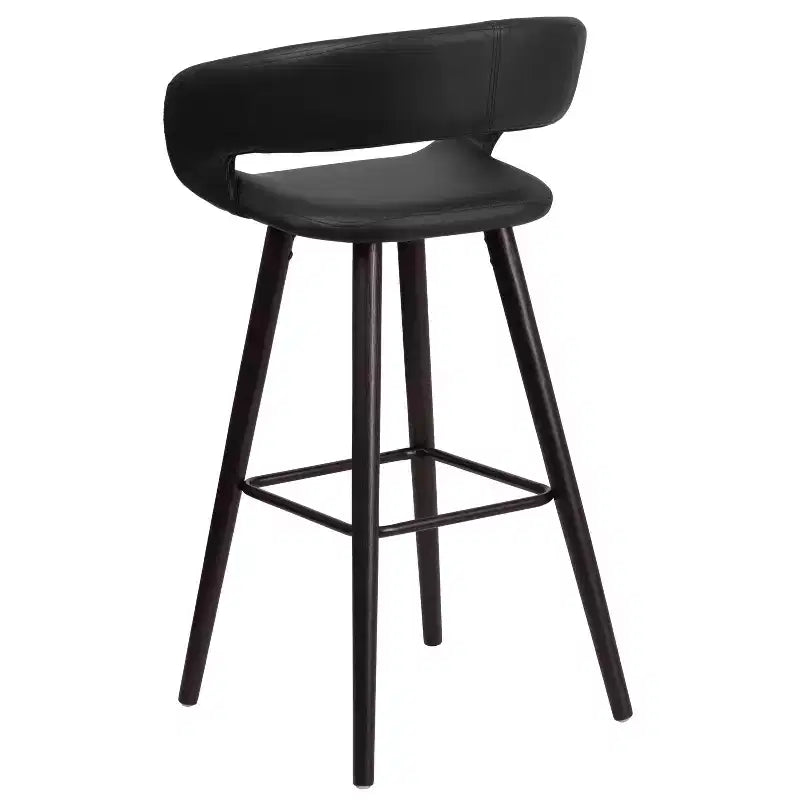 Emma and Oliver Set di 2 Sgabelli da Bar Contemporanei Alti 73,6 cm in Vinile con Struttura in Legno Color Cappuccino