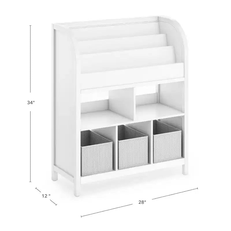 Libreria e contenitore Jr. di Martha Stewart Kids: Scaffale per bambini, Contenitore giocattoli con espositore libri e contenitori in tessuto
