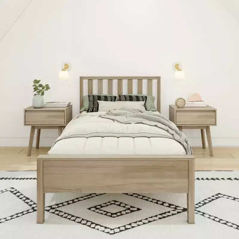 Max & Lily Letto Matrimoniale Scandinavo, Struttura in Legno Massiccio con Testiera