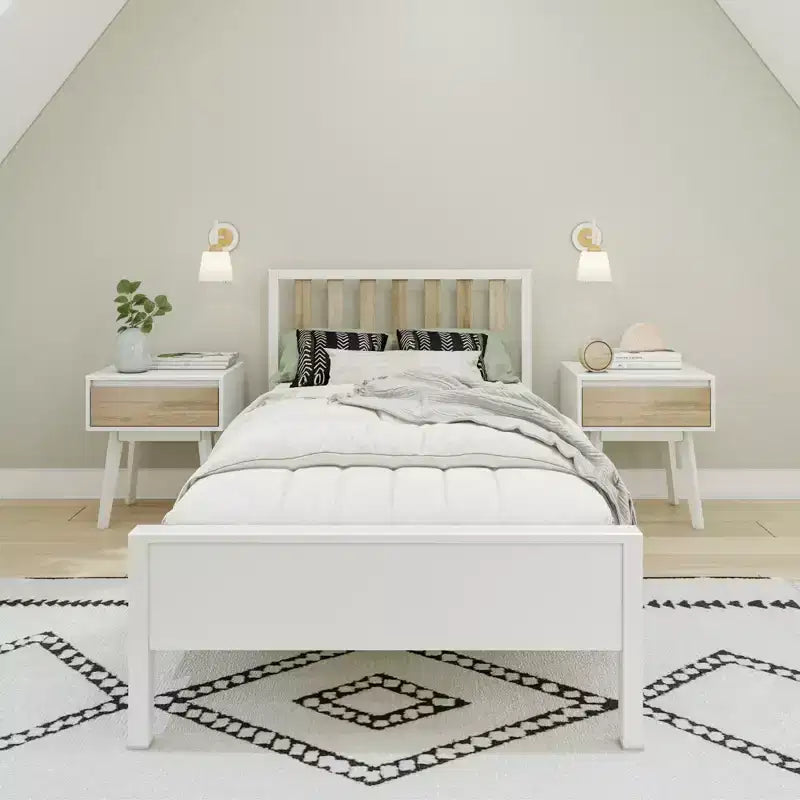 Max & Lily Letto Matrimoniale Scandinavo, Struttura in Legno Massiccio con Testiera