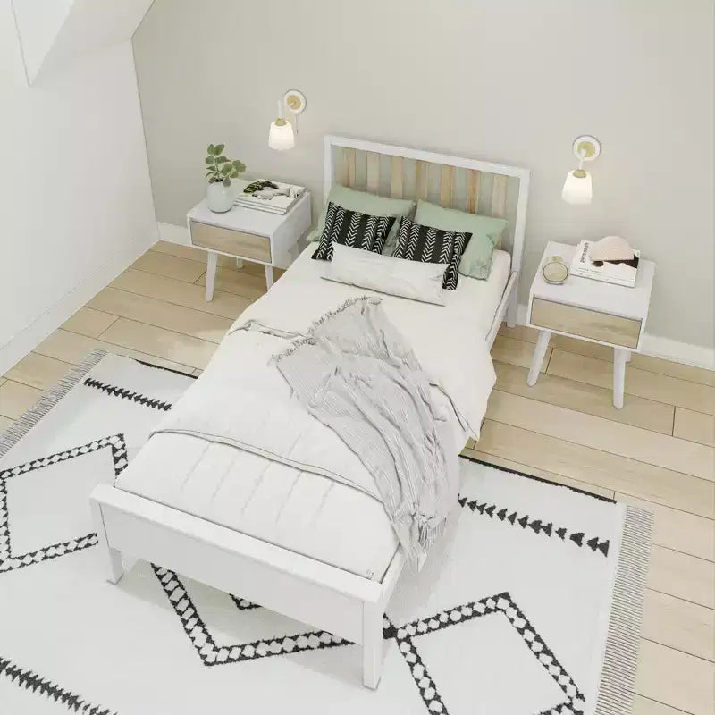 Max & Lily Letto Matrimoniale Scandinavo, Struttura in Legno Massiccio con Testiera