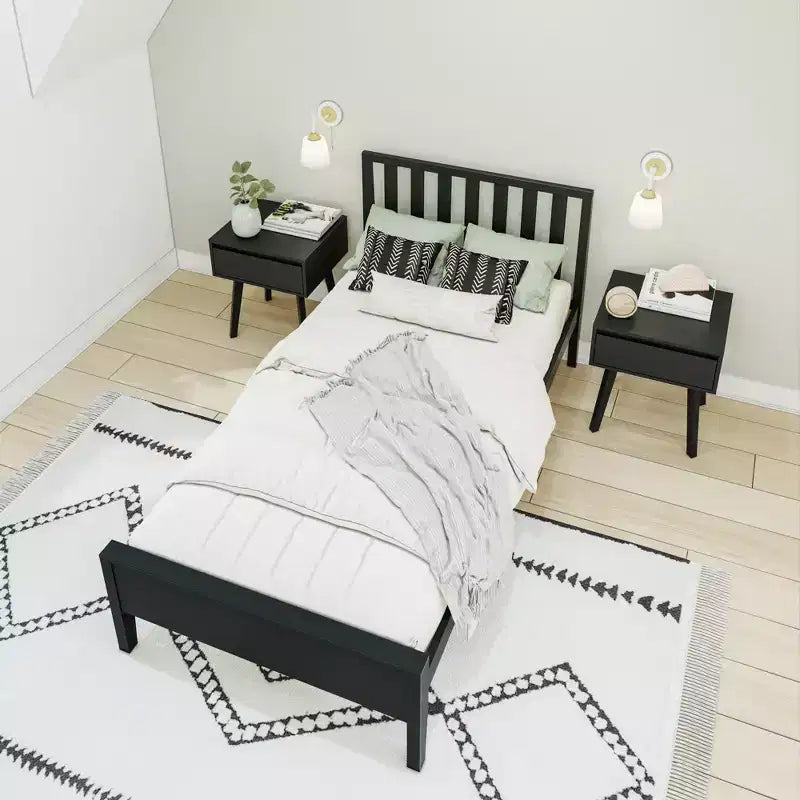 Max & Lily Letto Matrimoniale Scandinavo, Struttura in Legno Massiccio con Testiera