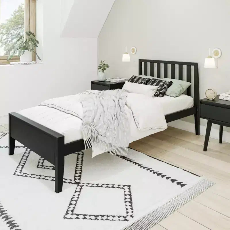 Max & Lily Letto Matrimoniale Scandinavo, Struttura in Legno Massiccio con Testiera