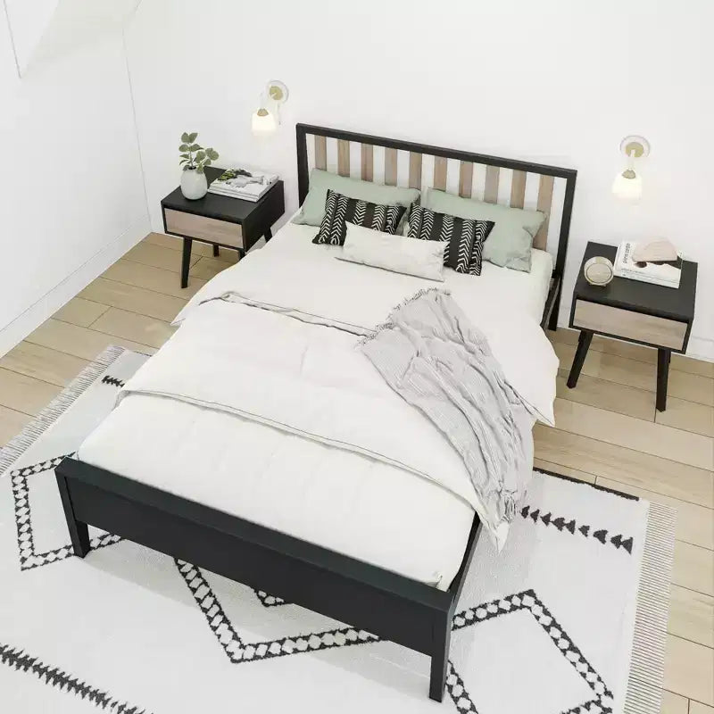 Max & Lily Struttura letto scandinava a una piazza e mezza, piattaforma letto in legno massello con testiera per bambini