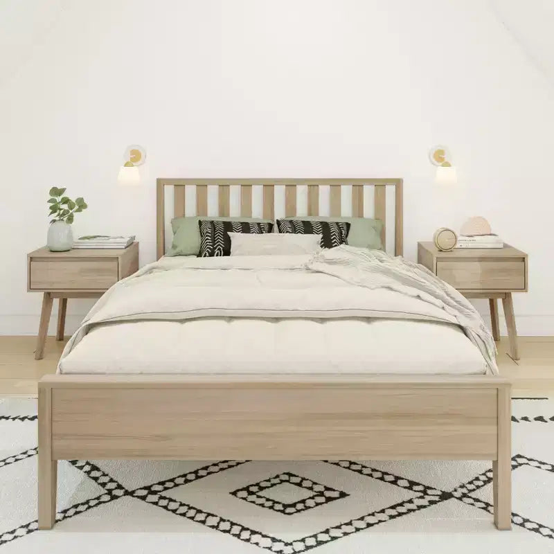 Max & Lily Struttura letto scandinava a una piazza e mezza, piattaforma letto in legno massello con testiera per bambini