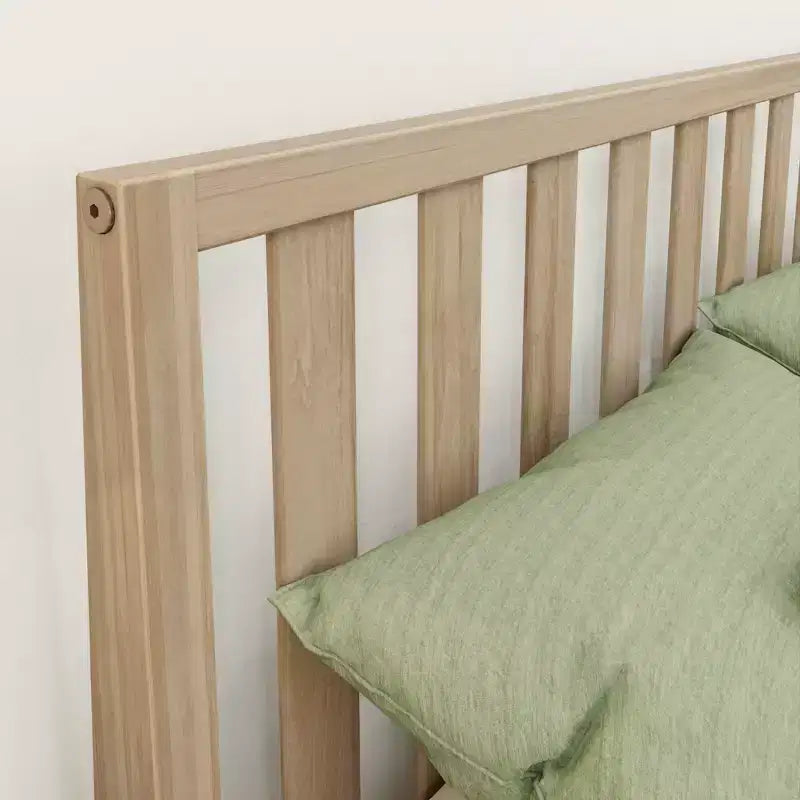 Max & Lily Struttura letto scandinava a una piazza e mezza, piattaforma letto in legno massello con testiera per bambini