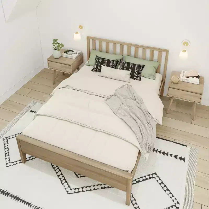 Max & Lily Struttura letto scandinava a una piazza e mezza, piattaforma letto in legno massello con testiera per bambini