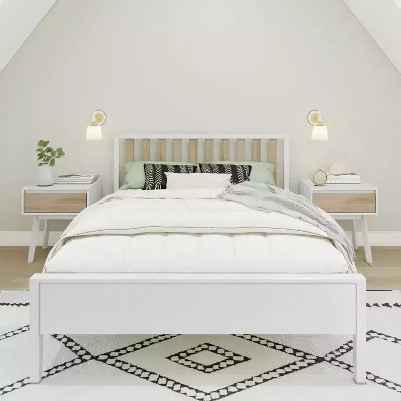 Max & Lily Struttura letto scandinava a una piazza e mezza, piattaforma letto in legno massello con testiera per bambini