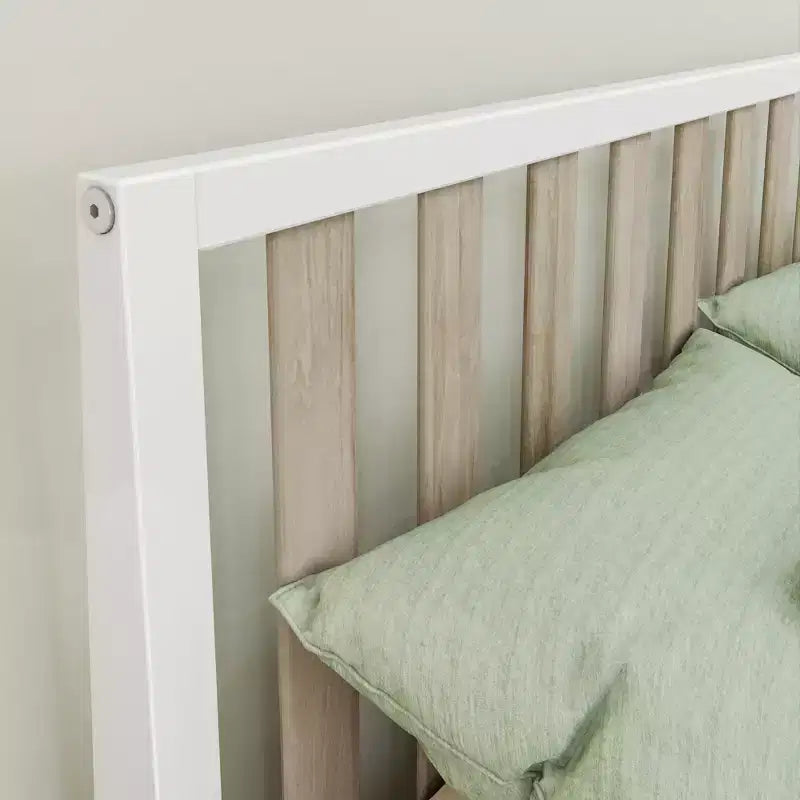 Max & Lily Struttura letto scandinava a una piazza e mezza, piattaforma letto in legno massello con testiera per bambini