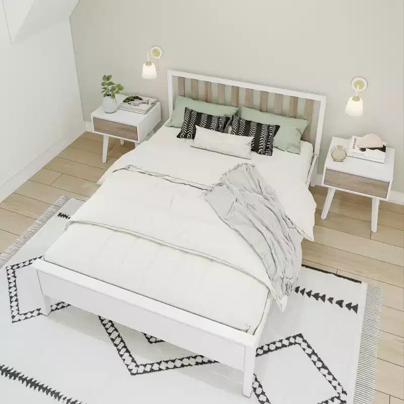 Max & Lily Struttura letto scandinava a una piazza e mezza, piattaforma letto in legno massello con testiera per bambini