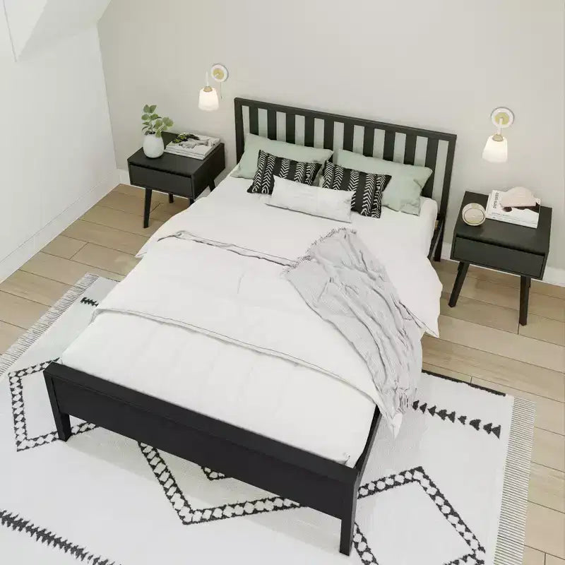 Max & Lily Struttura letto scandinava a una piazza e mezza, piattaforma letto in legno massello con testiera per bambini