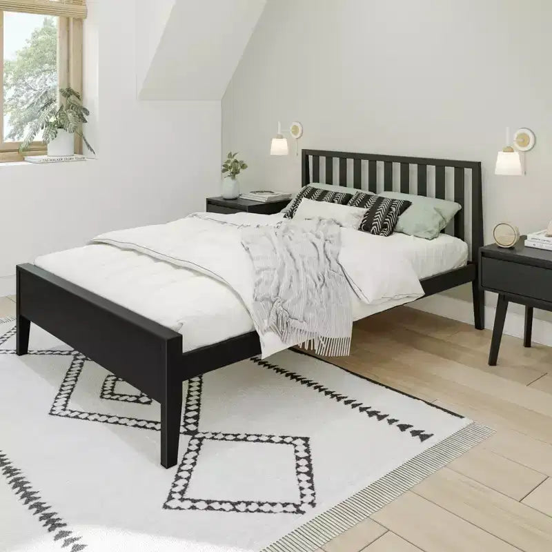 Max & Lily Struttura letto scandinava a una piazza e mezza, piattaforma letto in legno massello con testiera per bambini