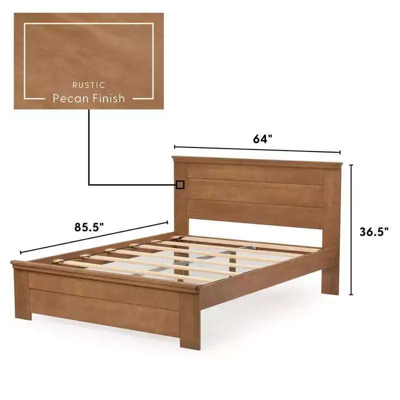 Letto matrimoniale Plank+Beam Farmhouse con testiera a pannelli, letto a piattaforma in legno massello