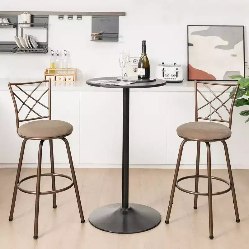 Costway Set di 2 Sgabelli da Bar Regolabili Girevoli 61/76 cm Sedie da Pranzo in Metallo Marroni