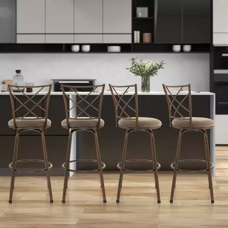 Costway Set di 2 Sgabelli da Bar Regolabili Girevoli 61/76 cm Sedie da Pranzo in Metallo Marroni