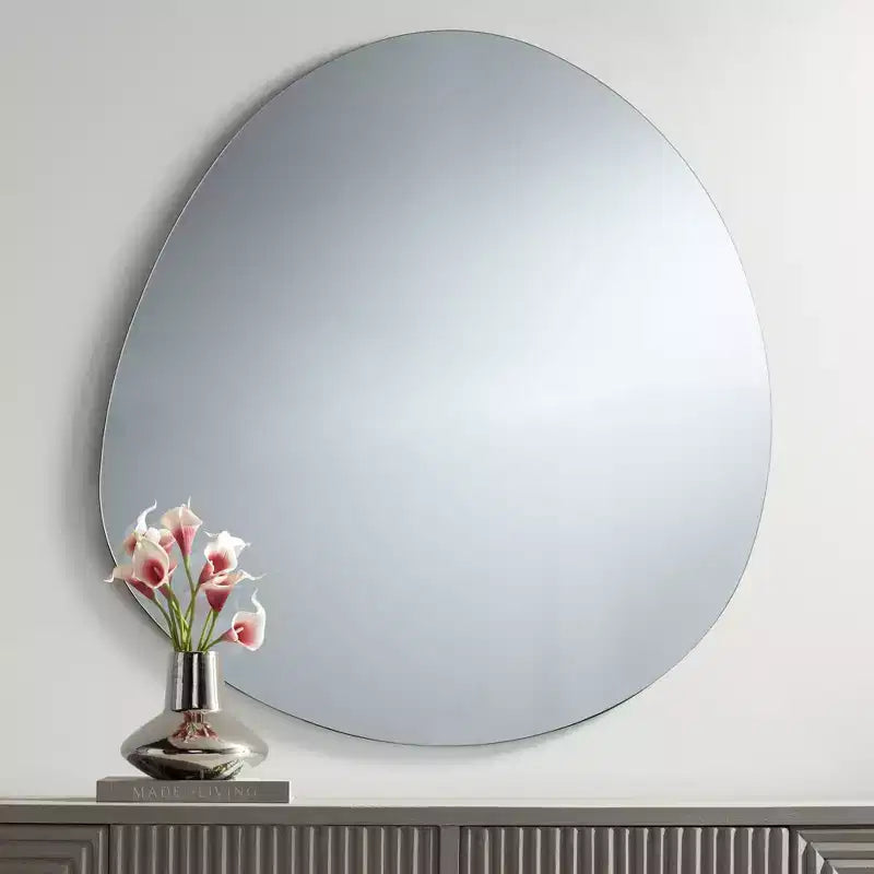 Possini Euro Design Brando Specchio da Parete Decorativo Rotondo Moderno Argento Senza Cornice 37 3/4 Pollici Ampio Camera da Letto Soggiorno Casa Ufficio