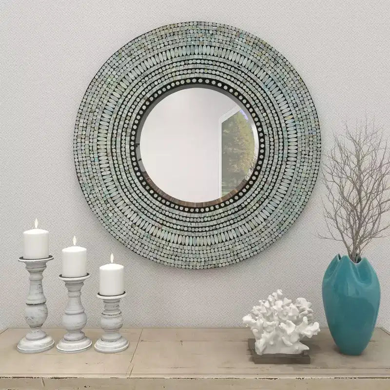 Specchio da parete mosaico artigianale in legno - Olivia & May