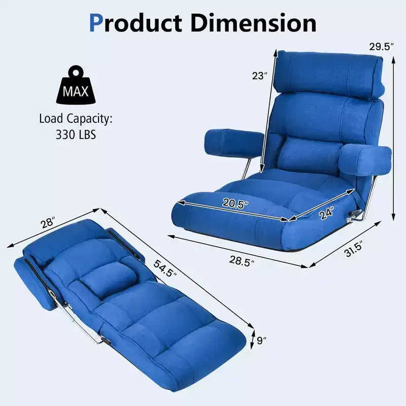 Costway Divano Pigro Regolabile con Schienale Regolabile Continuamente & Testiera/Supporto Lombare/Seduta a 6 Posizioni Marrone/Grigio/Blu