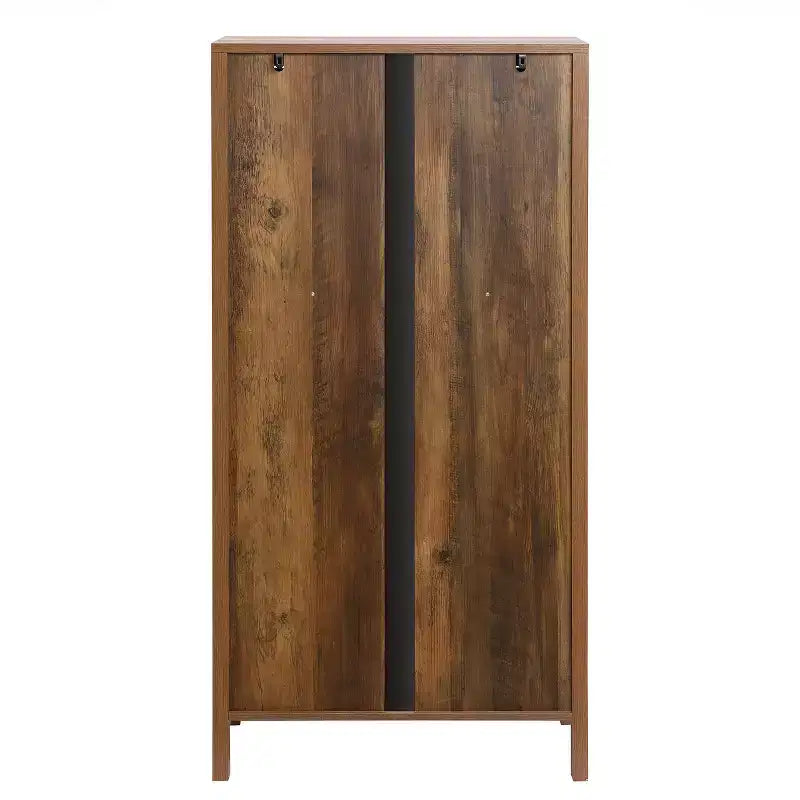 LuxenHome 47.2 Mobile Dispensa da Fattoria con Ante in Vetro, Armadio Alto per Dispensa, Vetrina Espositiva Marrone, Nero