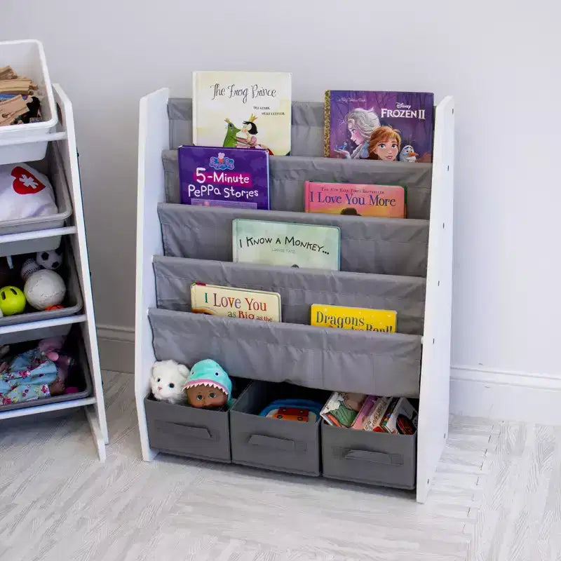 Libreria per bambini con 4 ripiani e contenitori in tessuto - Humble Crew