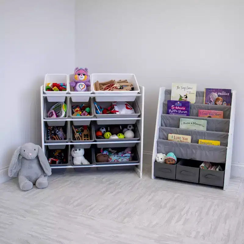 Libreria per bambini con 4 ripiani e contenitori in tessuto - Humble Crew