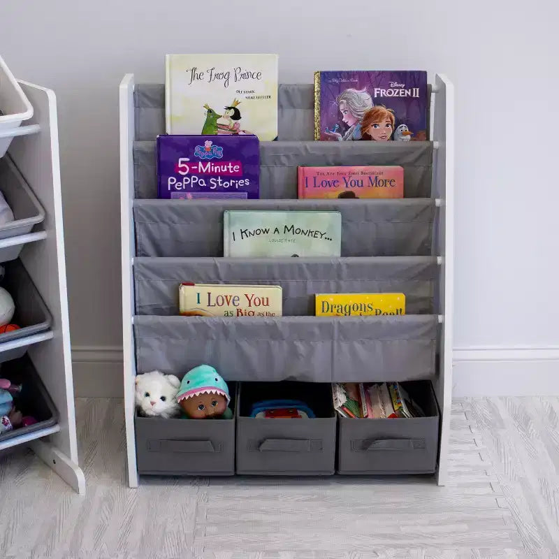 Libreria per bambini con 4 ripiani e contenitori in tessuto - Humble Crew