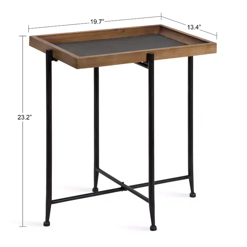 Tavolino da salotto rettangolare in metallo Kate e Laurel Mecabe, 50,2 x 34,3 x 59,1 cm, marrone rustico e nero