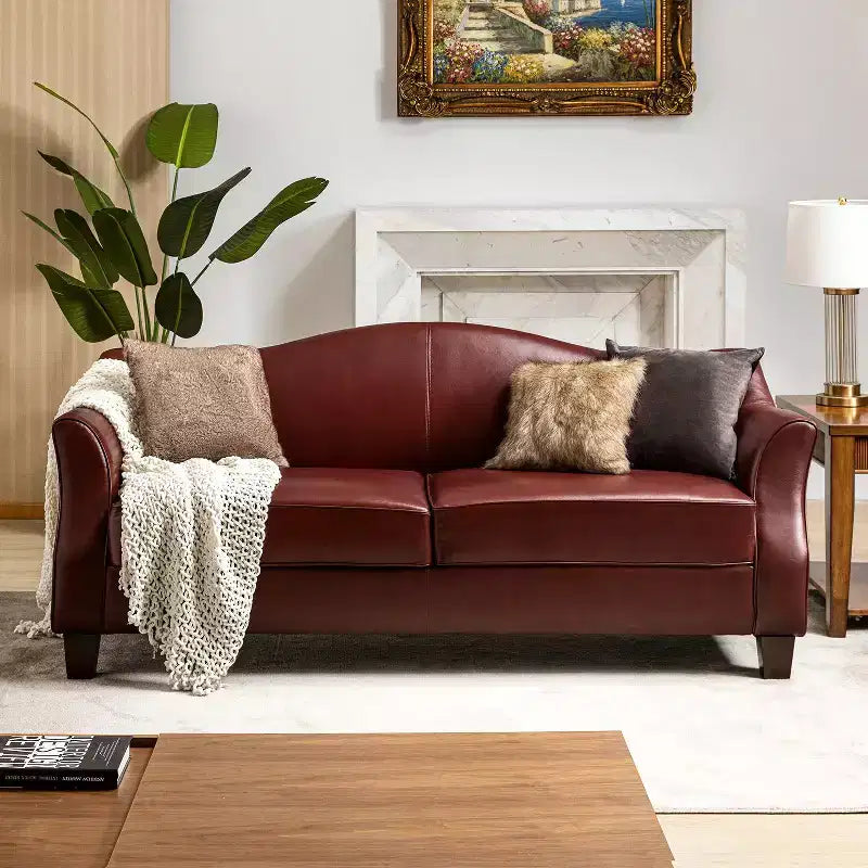Divano in vera pelle Bruno 78.75 Wide con gambe in legno massello affusolato|ART OF LIVING DESIGNS