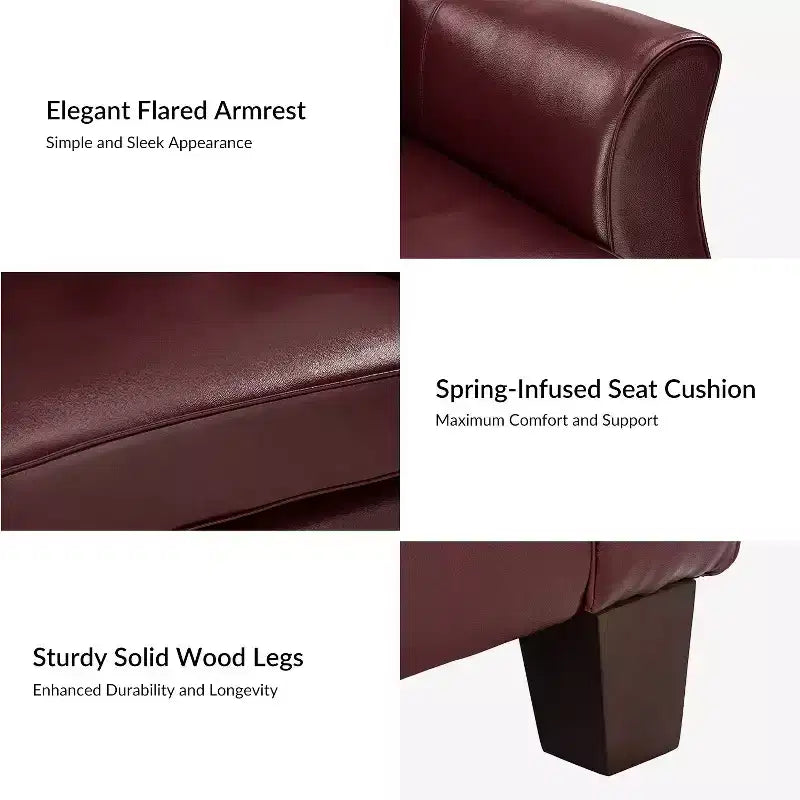 Divano in vera pelle Bruno 78.75 Wide con gambe in legno massello affusolato|ART OF LIVING DESIGNS