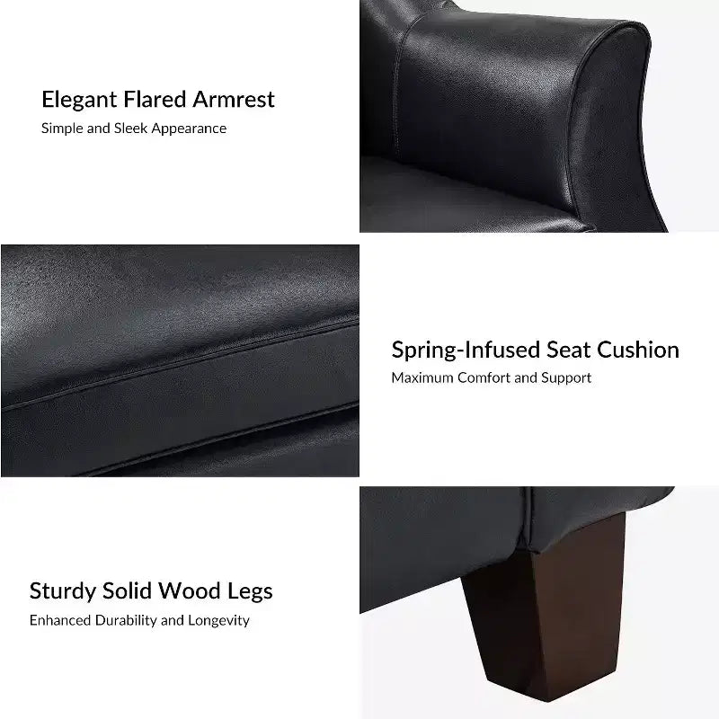 Divano in vera pelle Bruno 78.75 Wide con gambe in legno massello affusolato|ART OF LIVING DESIGNS