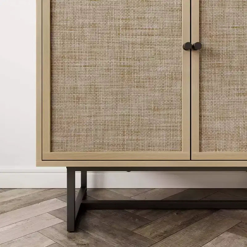 Mobiletto contenitore Kova in legno e rattan - Nathan James