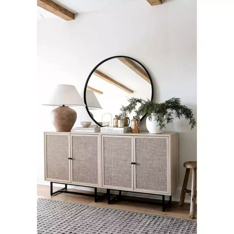 Mobiletto contenitore Kova in legno e rattan - Nathan James