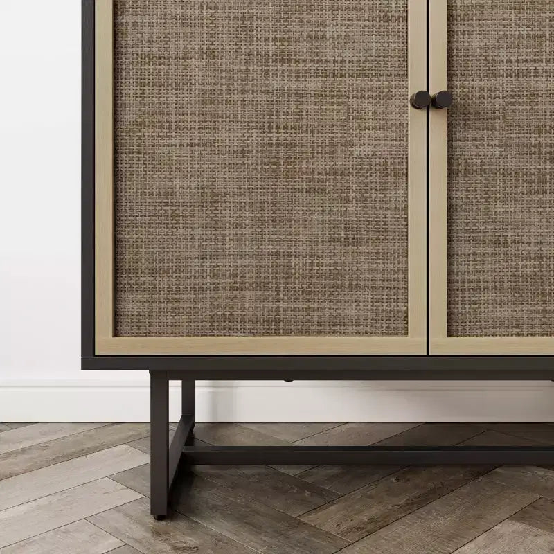 Mobiletto contenitore Kova in legno e rattan - Nathan James