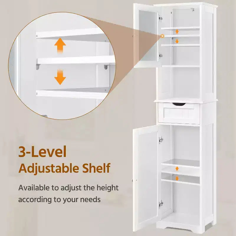 Yaheetech 67 Mobile Credenza con Ripiani Regolabili per Cucina, Bagno, Soggiorno, Bianco