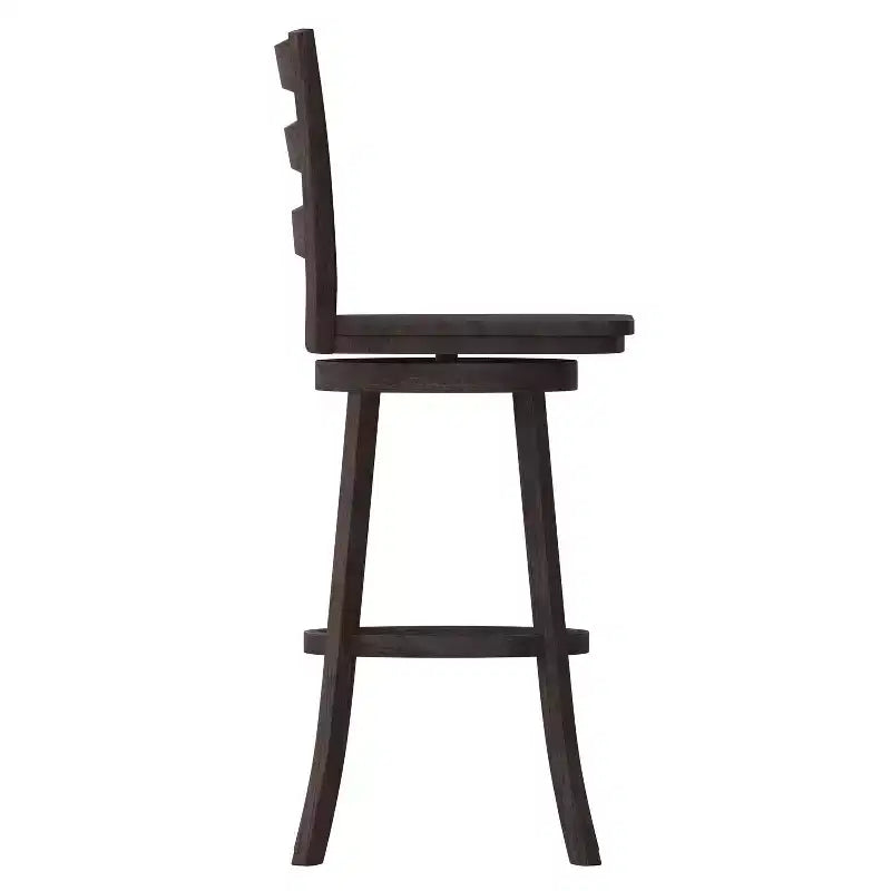 Sgabello da bar girevole in legno massello con schienale a scala, altezza bancone, qualità commerciale Liesel di Flash Furniture, con sedile in legno massello