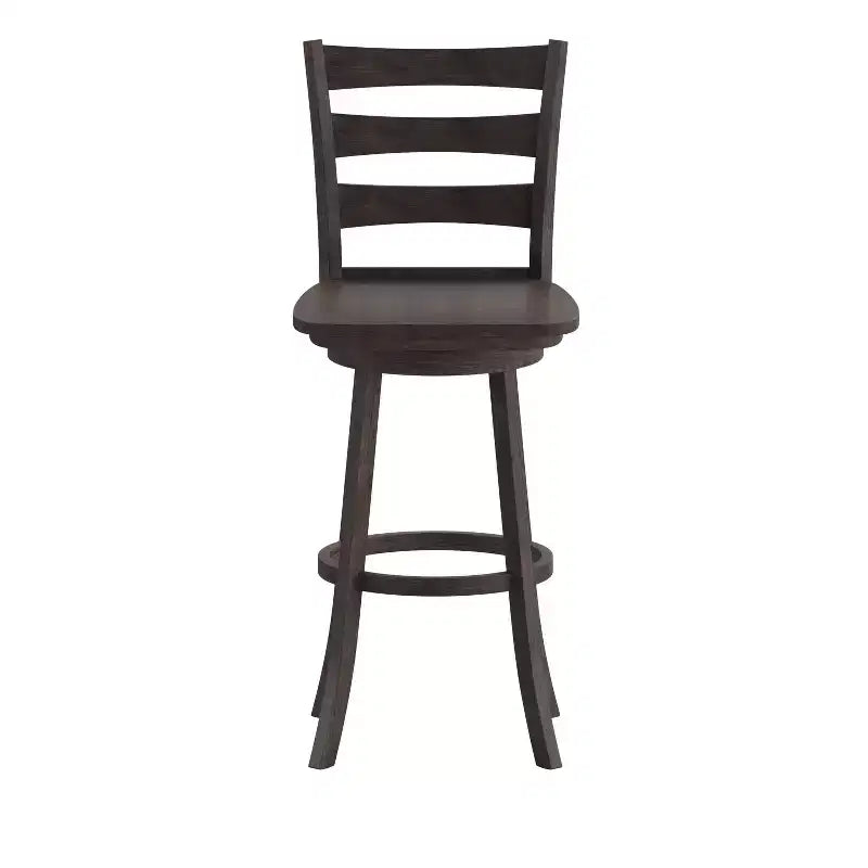 Sgabello da bar girevole in legno massello con schienale a scala, altezza bancone, qualità commerciale Liesel di Flash Furniture, con sedile in legno massello