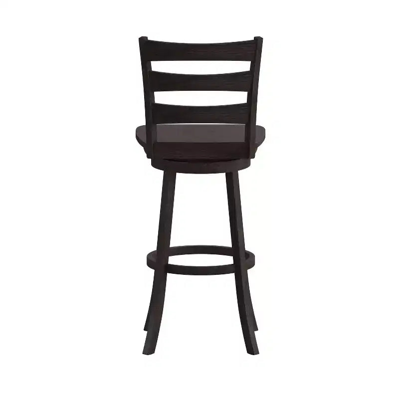 Sgabello da bar girevole in legno massello con schienale a scala, altezza bancone, qualità commerciale Liesel di Flash Furniture, con sedile in legno massello