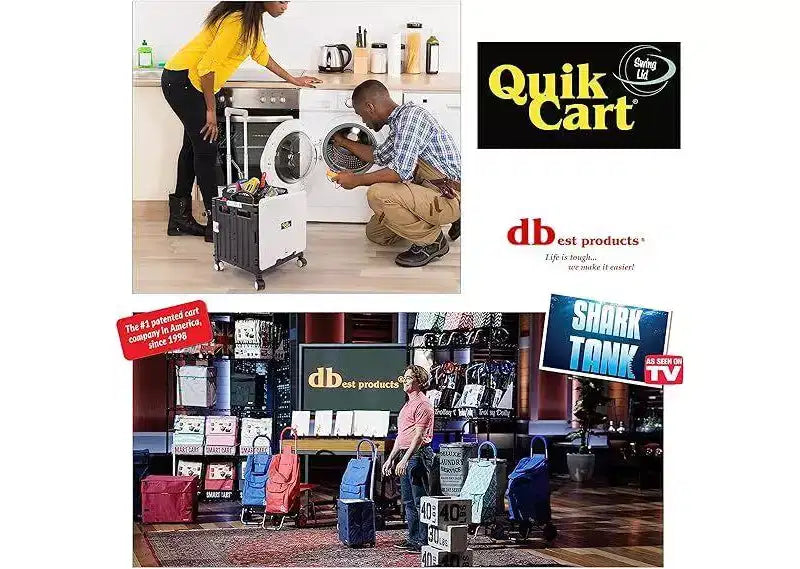 dbest products Quik Cart carrello con coperchio oscillante, quattro ruote girevoli, carrello multiuso con sedile, cesto pieghevole per uso intensivo con doppio manico telescopico
