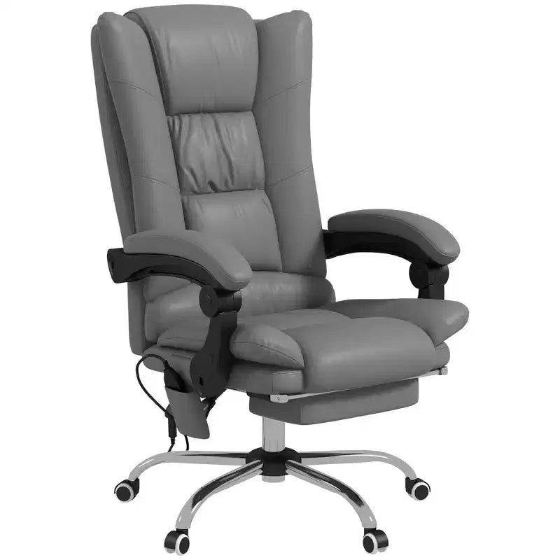 Sedia da ufficio Vinsetto con massaggio vibrante e calore, altezza regolabile, schienale alto, braccioli, poggiapiedi, sedia da computer comoda in pelle PU