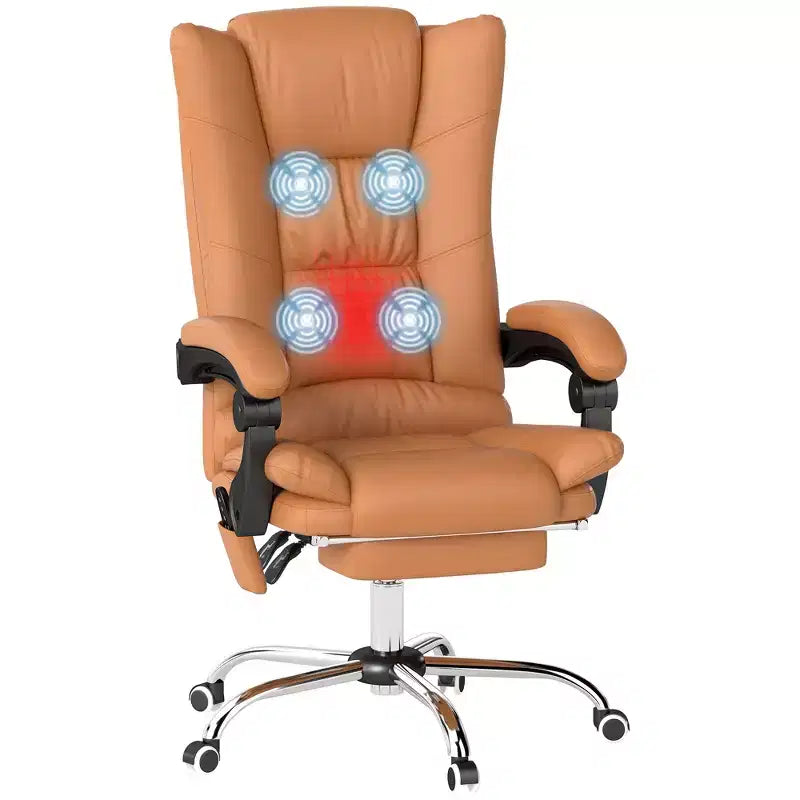 Sedia da ufficio Vinsetto con massaggio vibrante e calore, altezza regolabile, schienale alto, braccioli, poggiapiedi, sedia da computer comoda in pelle PU