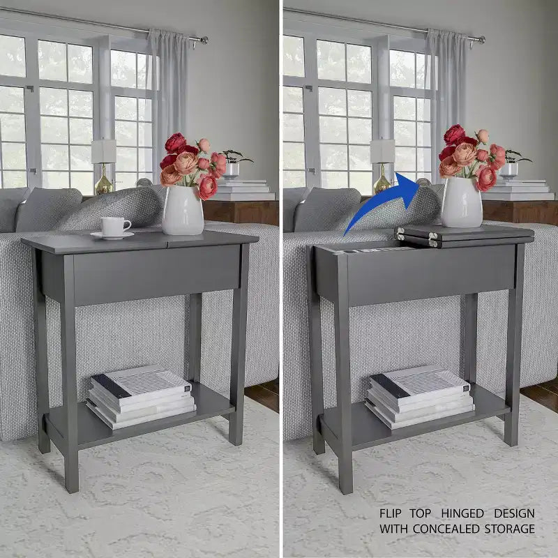 Tavolino stretto Hasting Home con vano portaoggetti e ripiano