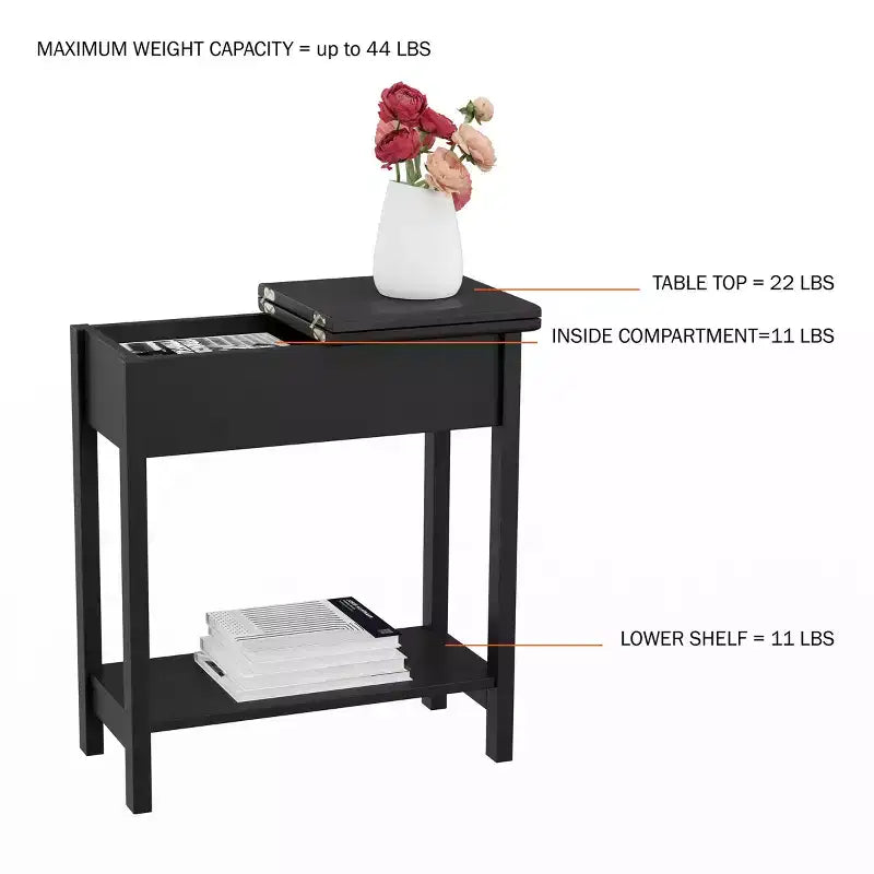 Tavolino stretto Hasting Home con vano portaoggetti e ripiano