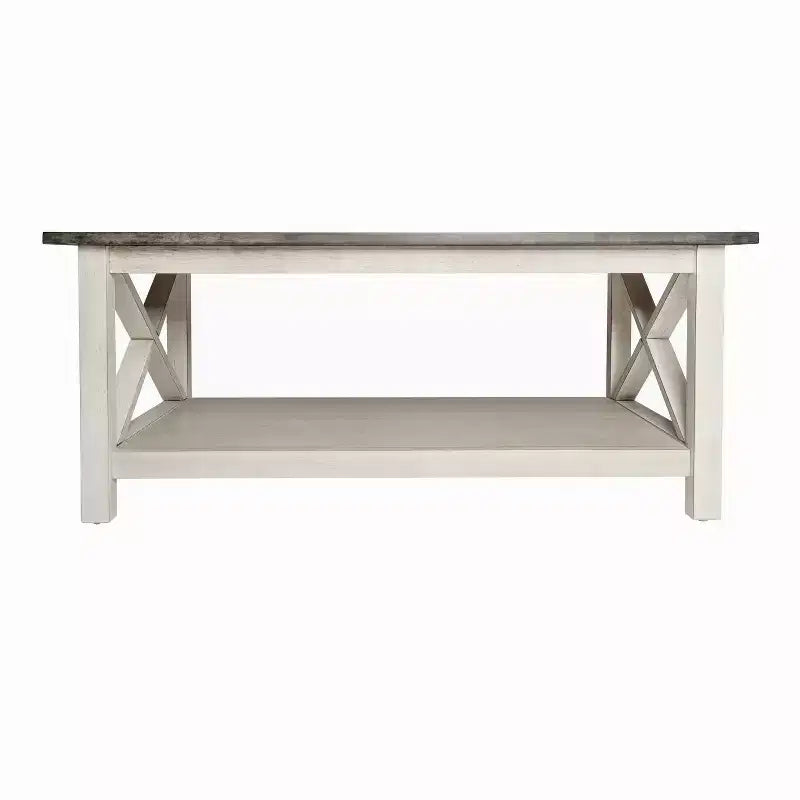 Tavolino da caffè Flash Furniture Jasper in legno massiccio stile rustico con tradizionali dettagli a crociera