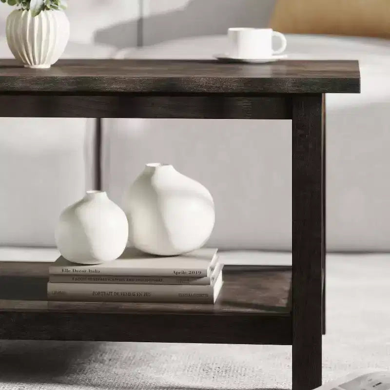 Tavolino da caffè Flash Furniture Jasper in legno massiccio stile rustico con tradizionali dettagli a crociera