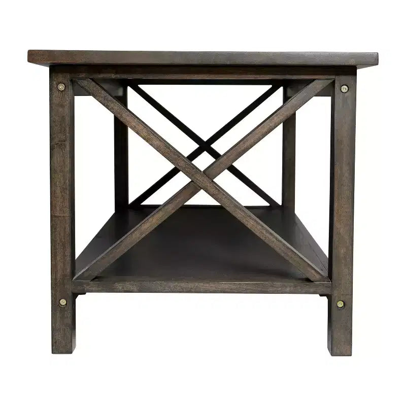Tavolino da caffè Flash Furniture Jasper in legno massiccio stile rustico con tradizionali dettagli a crociera