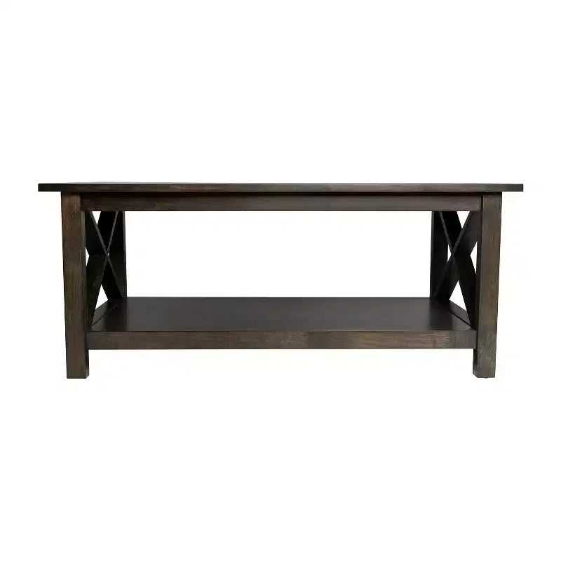 Tavolino da caffè Flash Furniture Jasper in legno massiccio stile rustico con tradizionali dettagli a crociera