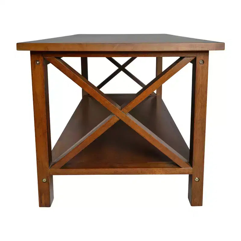 Tavolino da caffè Flash Furniture Jasper in legno massiccio stile rustico con tradizionali dettagli a crociera