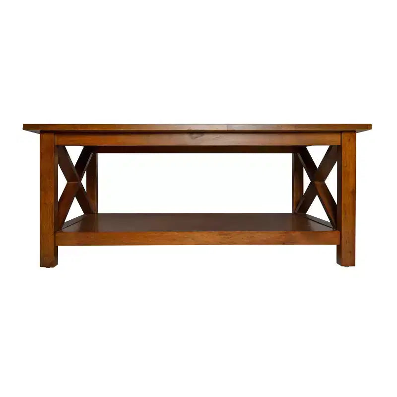 Tavolino da caffè Flash Furniture Jasper in legno massiccio stile rustico con tradizionali dettagli a crociera