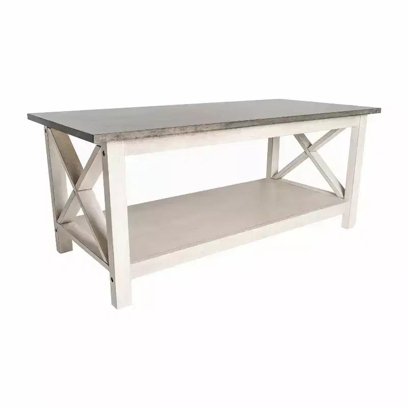 Tavolino da caffè Flash Furniture Jasper in legno massiccio stile rustico con tradizionali dettagli a crociera