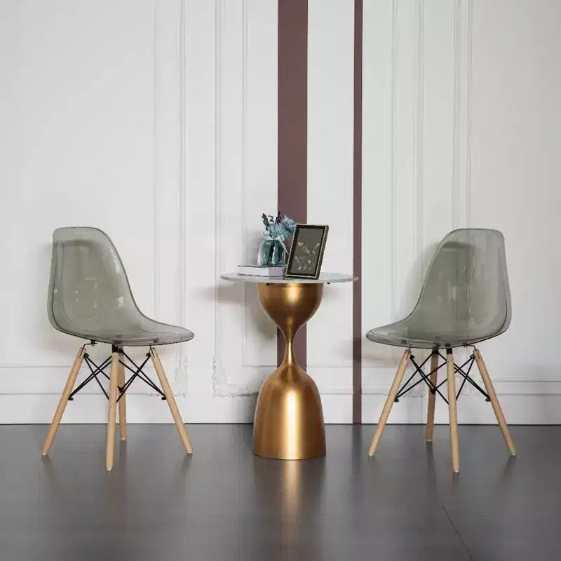 Sedia da pranzo Fabulaxe in stile moderno di metà secolo con gambe a torre Eiffel in legno, sedia d'accento in plastica trasparente DSW